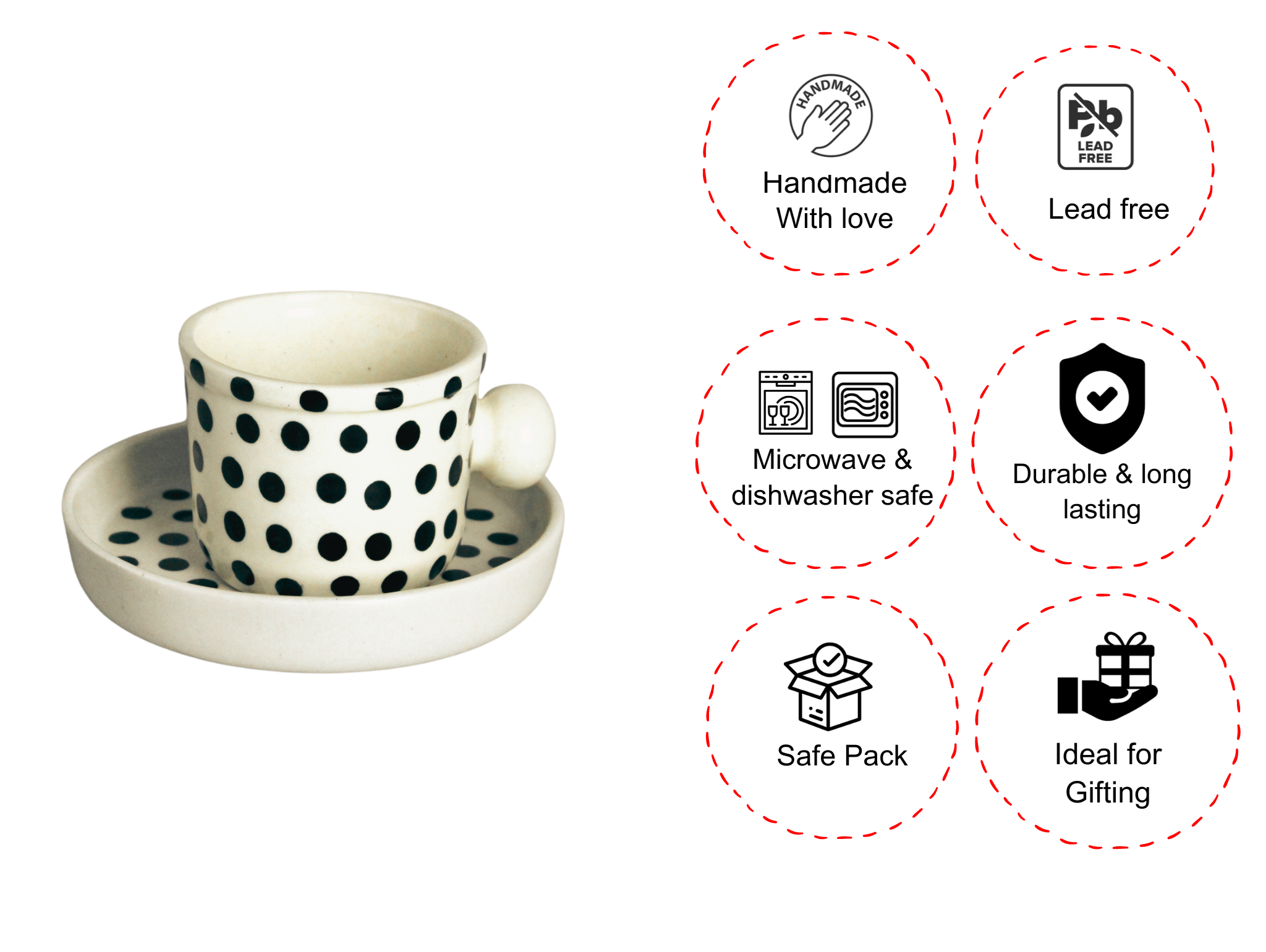 Dots Cup and Saucer Set – For Tea & coffee