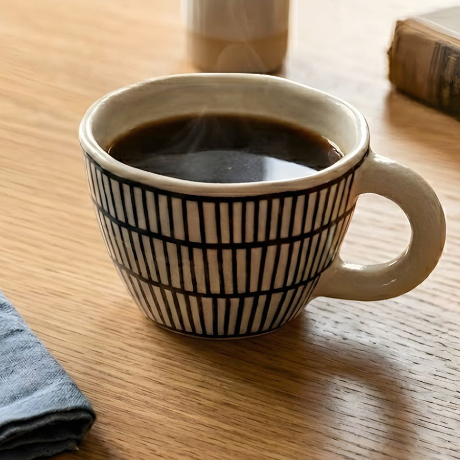 Monochrome Striped Ceramic Mug