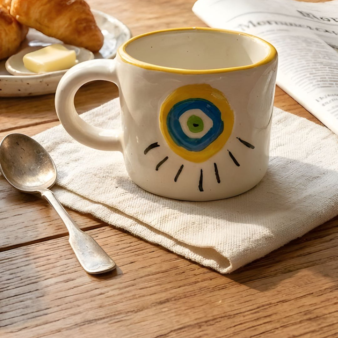 Nazar Charm Mug- Ivory, 240ml