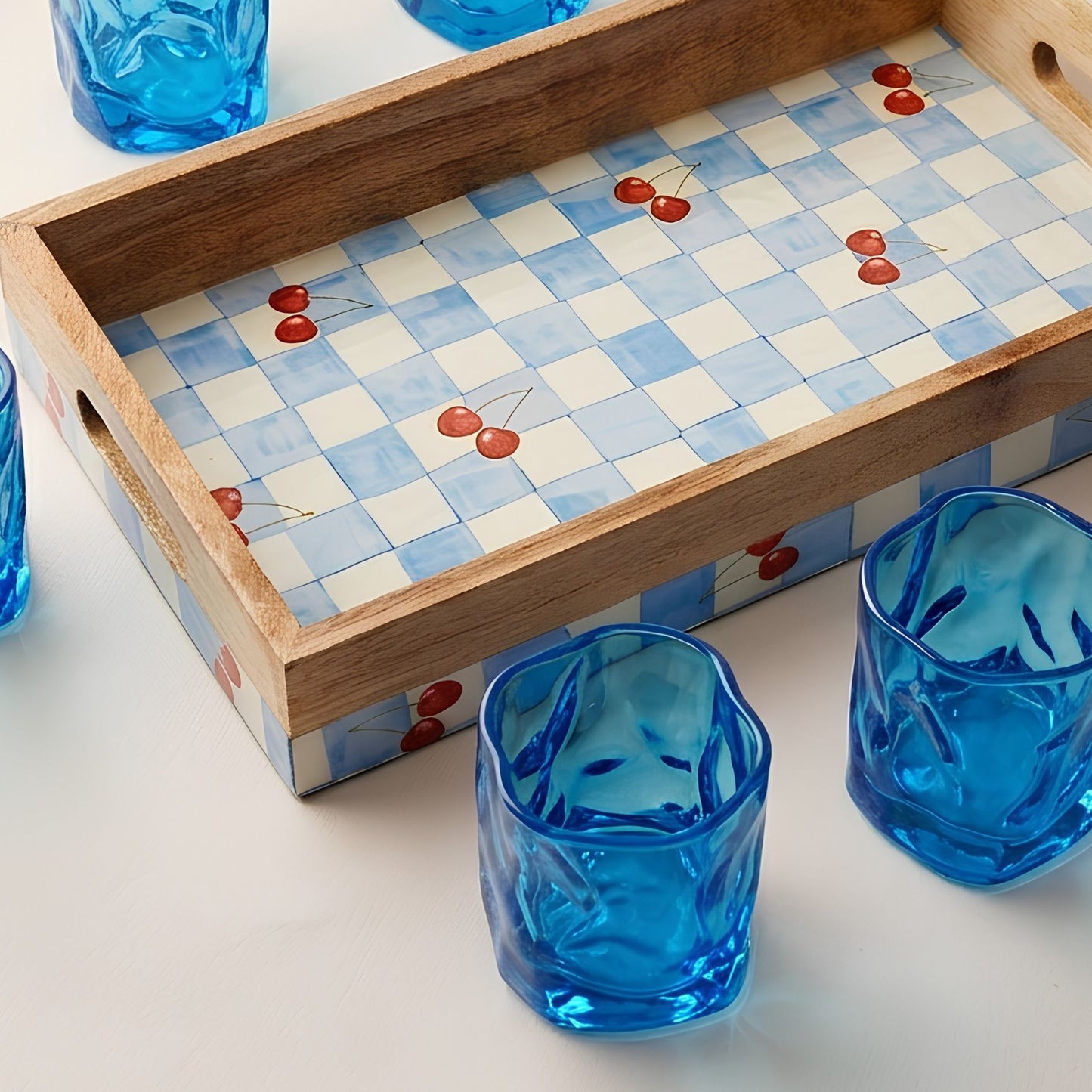 The Blue Hour Serving Set (Tray + 6 Serving Glasses)