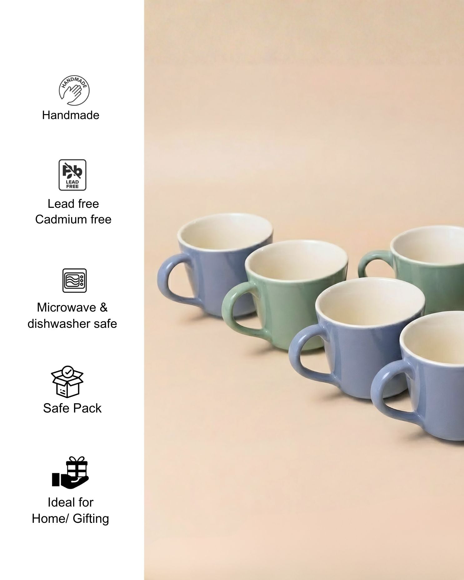 Tea Cup Set- Everyday Pastels, Lavender & Green (set of 4)