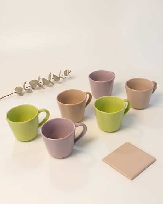 Tea Cup Set- Everyday Pastels, (Set of 6)