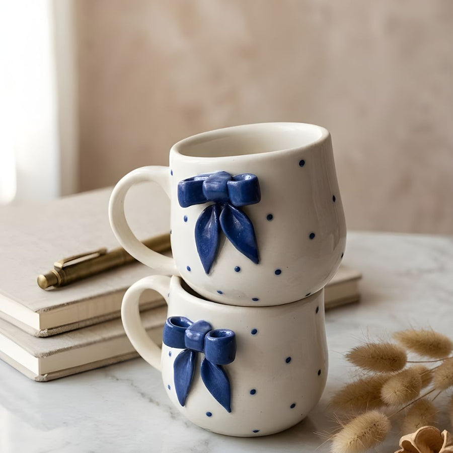 Blue Bow Ceramic Mug- 280ml
