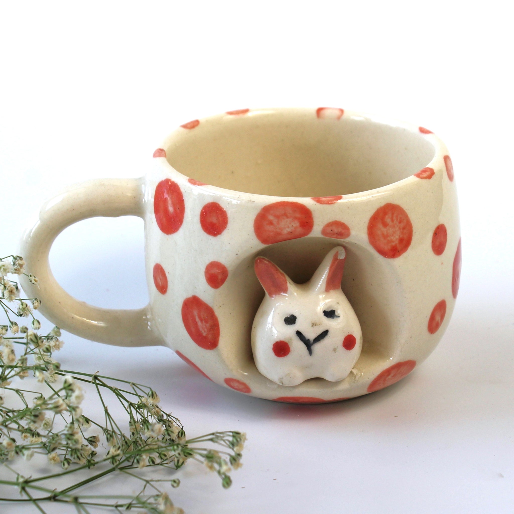 Bunny Hole Mug- Pink Dotted Coffee, Milk Mug