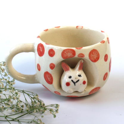 Bunny Hole Mug- Pink Dotted Coffee, Milk Mug
