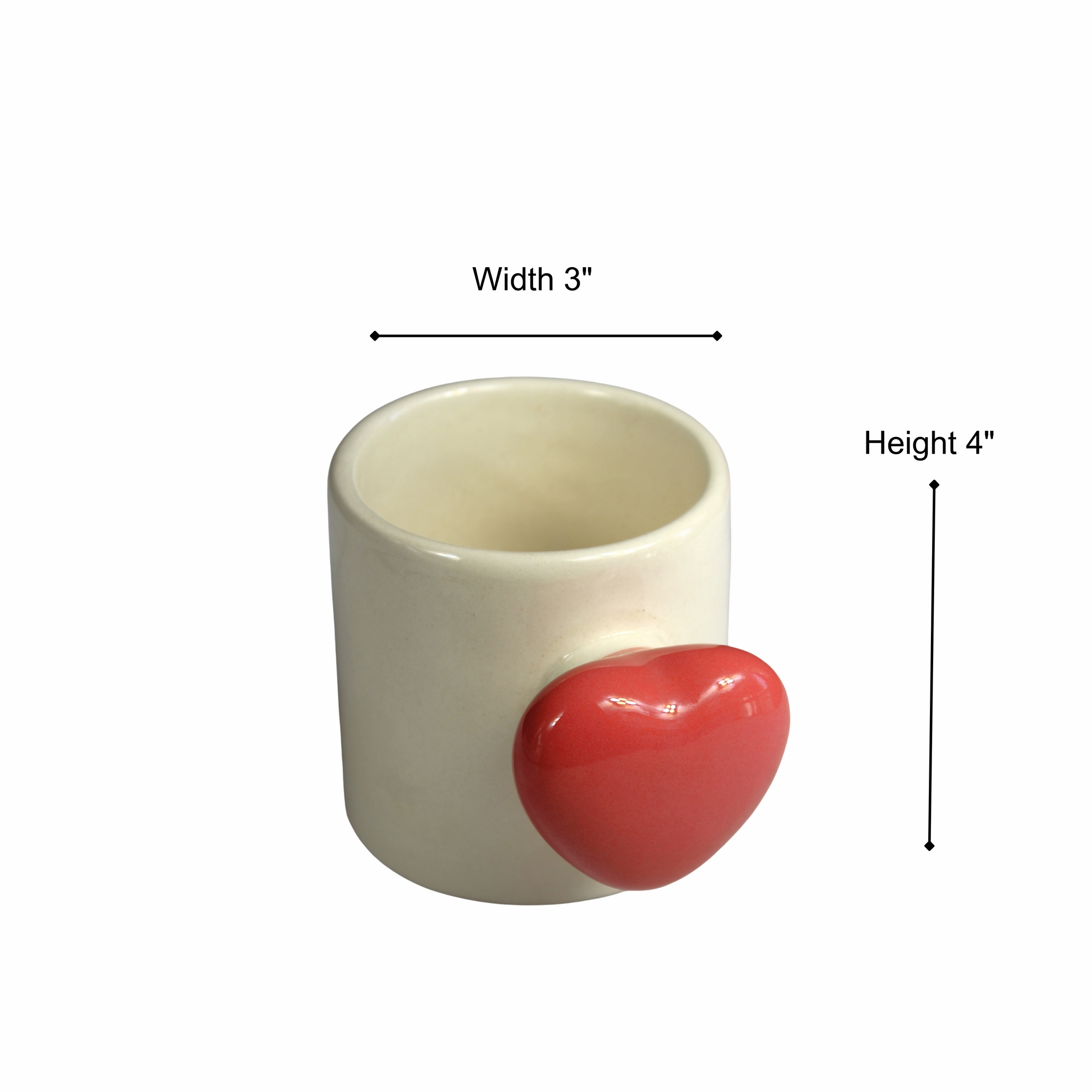 ceramic mug heart handle dimensions