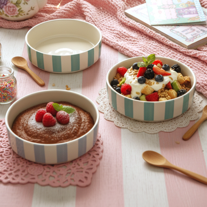 Coastal Stripes Multipurpose ceramic Bowl Set(400ml)