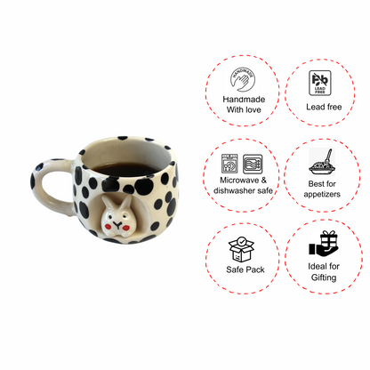 Bunny Hole Mug- Black dotted Coffee , Milk Mug