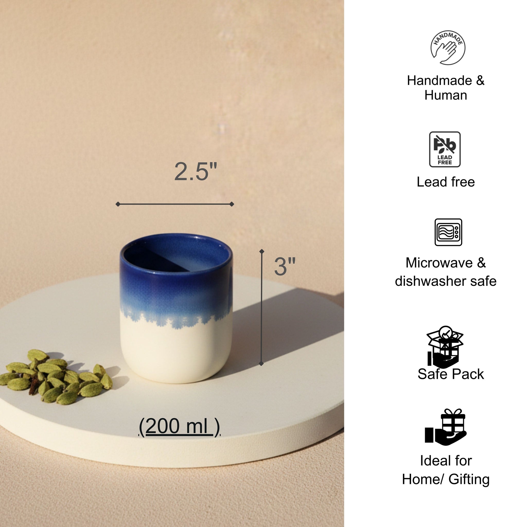 Neela Ambar Chai Kulhad Set- Ceramic tumblers