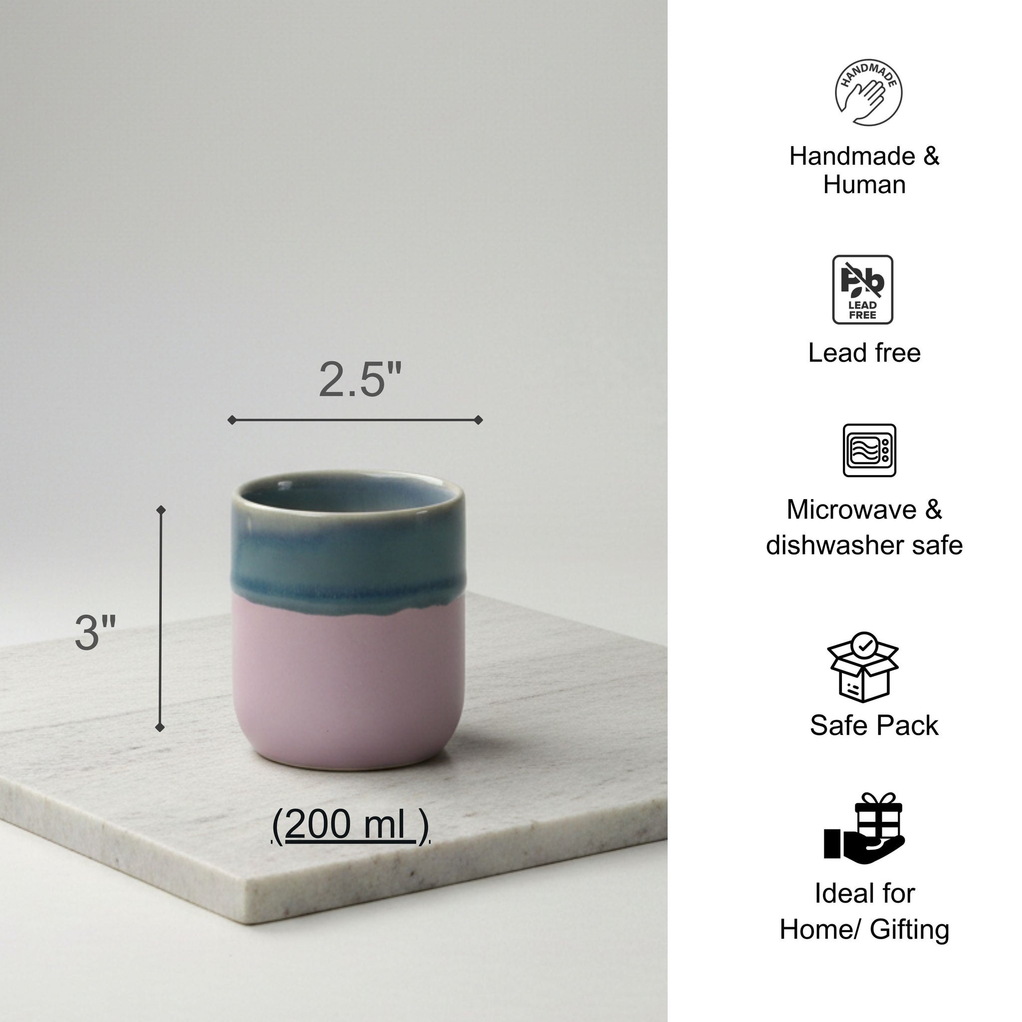 Blush Tide Chai Kulhad Set- For Tea/ Coffee/ Buttermilk