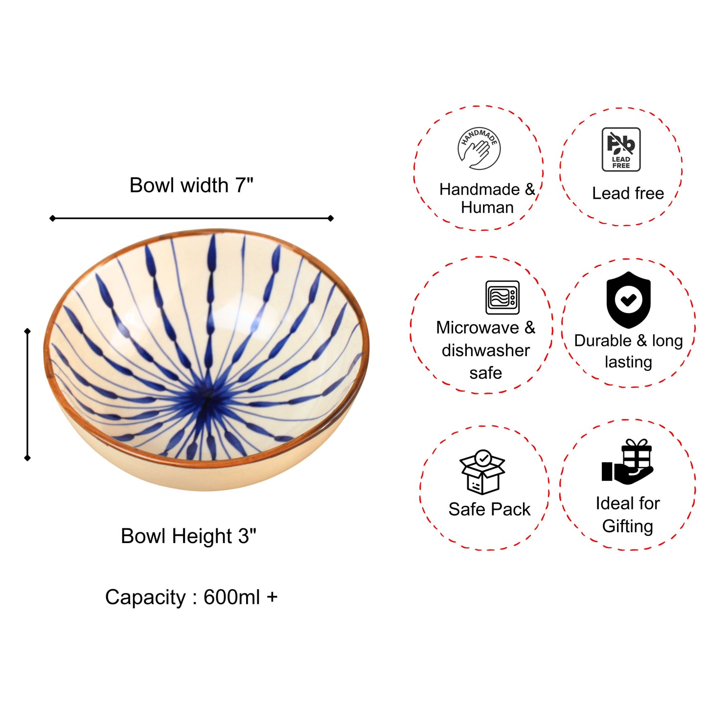Shima Bowls- Ceramic Deep Bowls (600ml)
