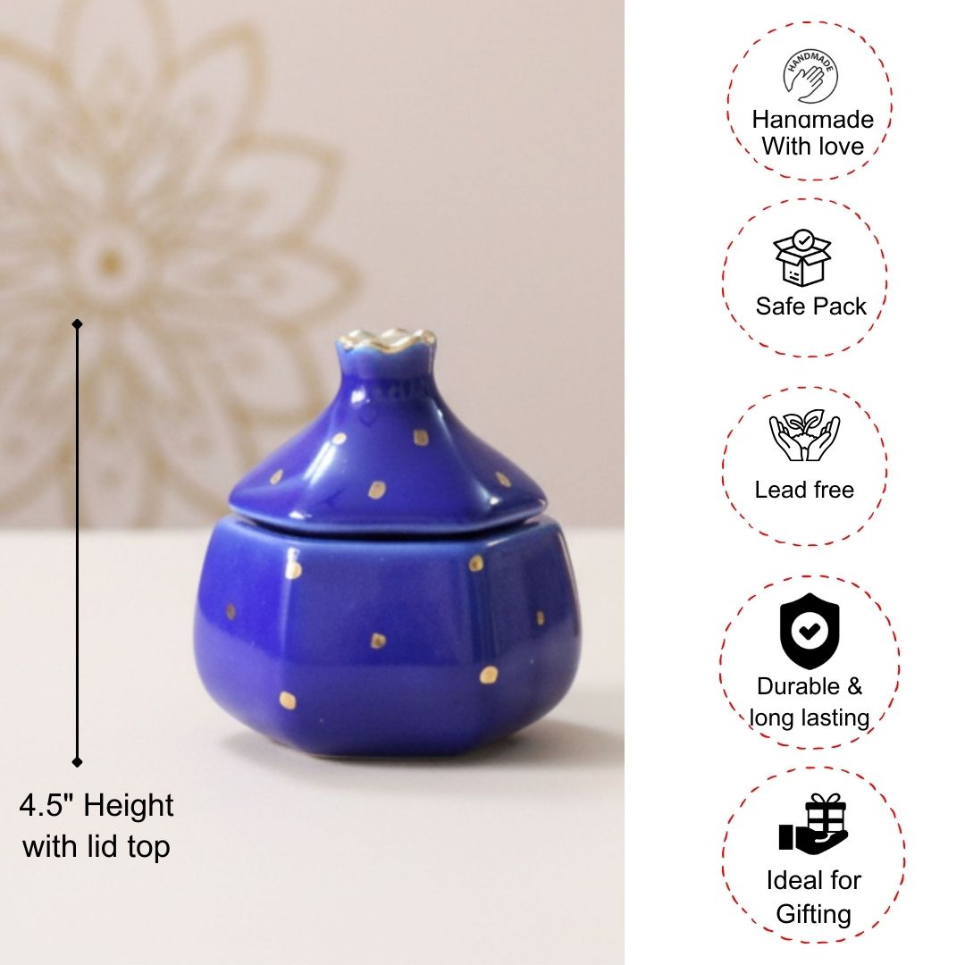 Pomegranate  Jars- Gold dusted (Blue ,300ml)