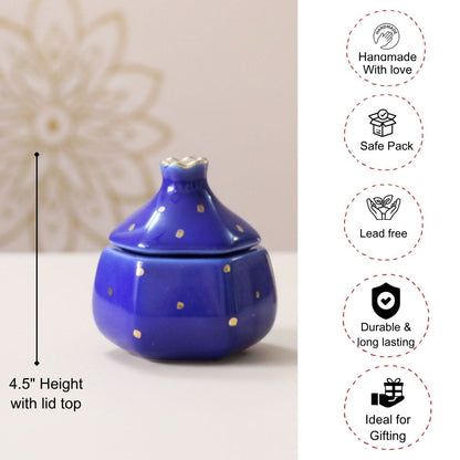 Pomegranate  Jars- Gold dusted (Blue ,300ml)