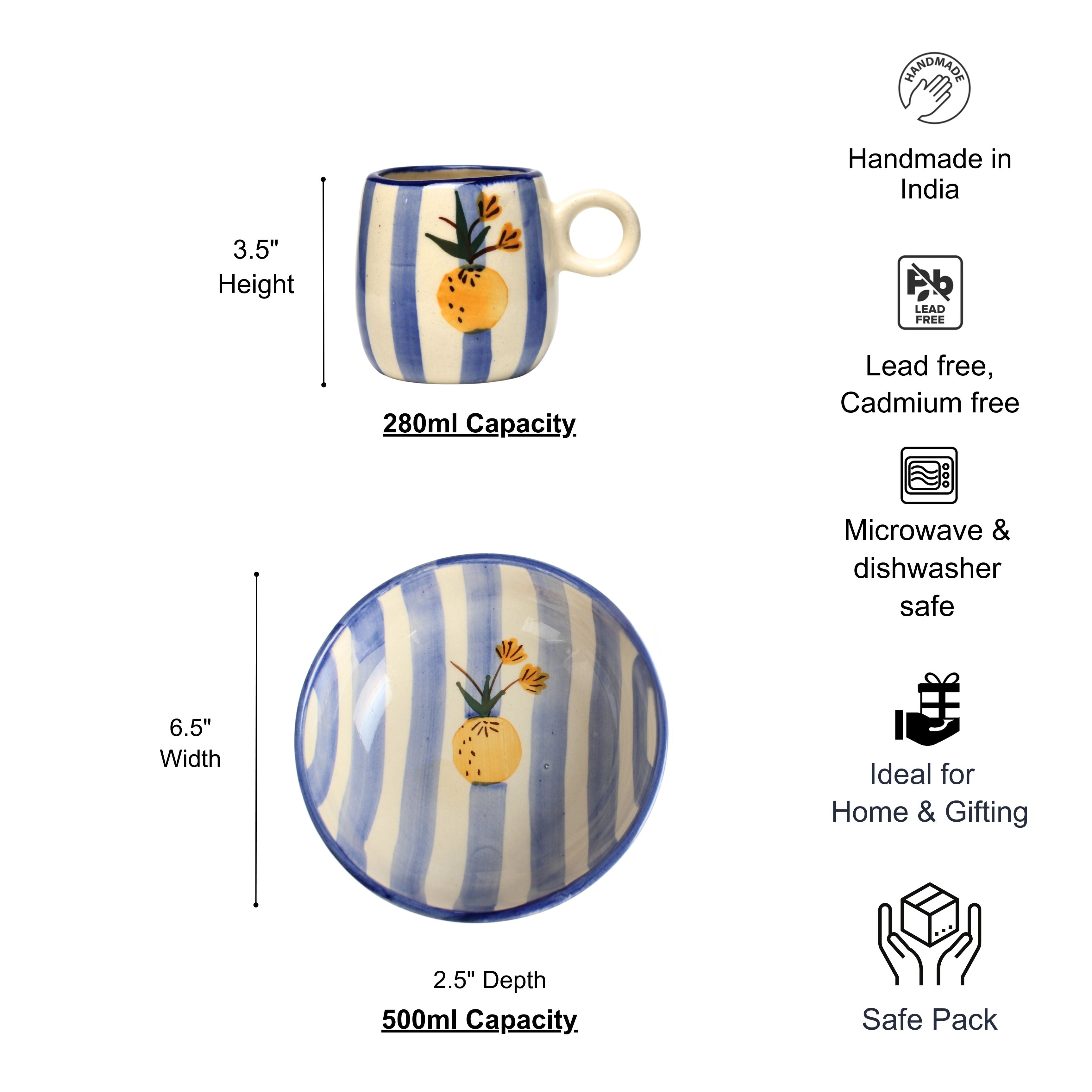 Breakfast Set - Apricot Ceramic Bowl+ Mug Set