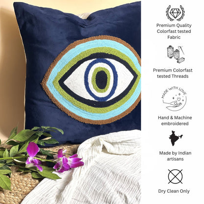 Mystical Evil Eye Cushion cover- Velvet( 16” x 16”)