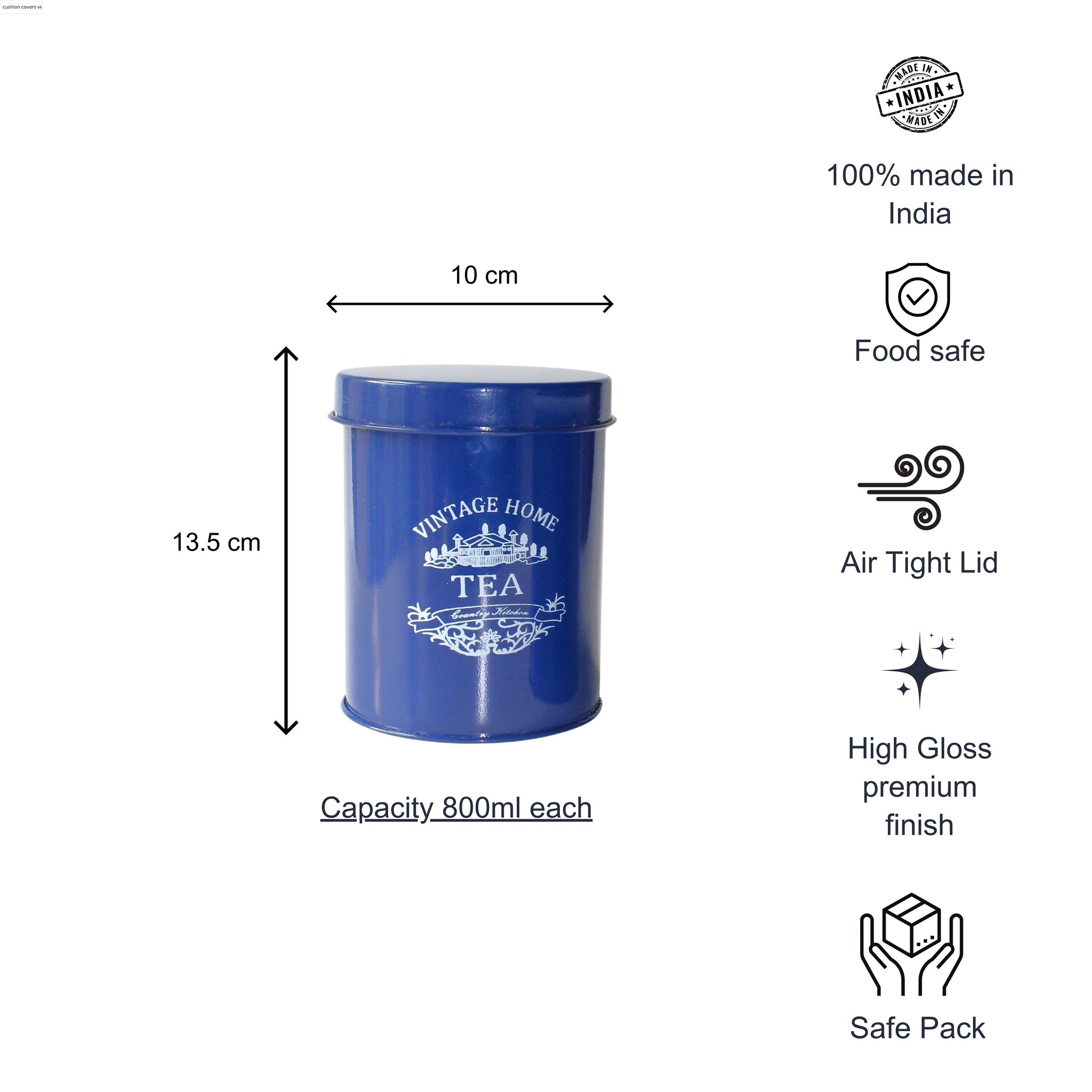 Kitchen Containers Set (2 Pcs)- Blue, Air Tight