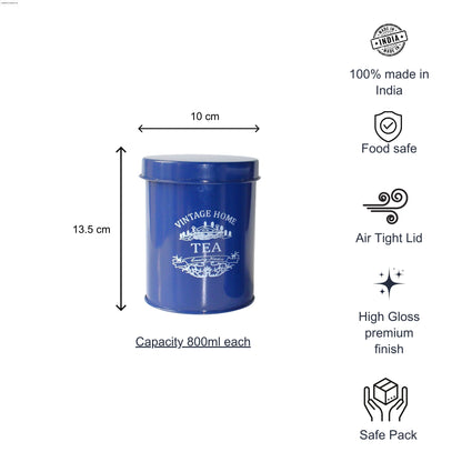 Kitchen Containers Set (2 Pcs)- Blue, Air Tight