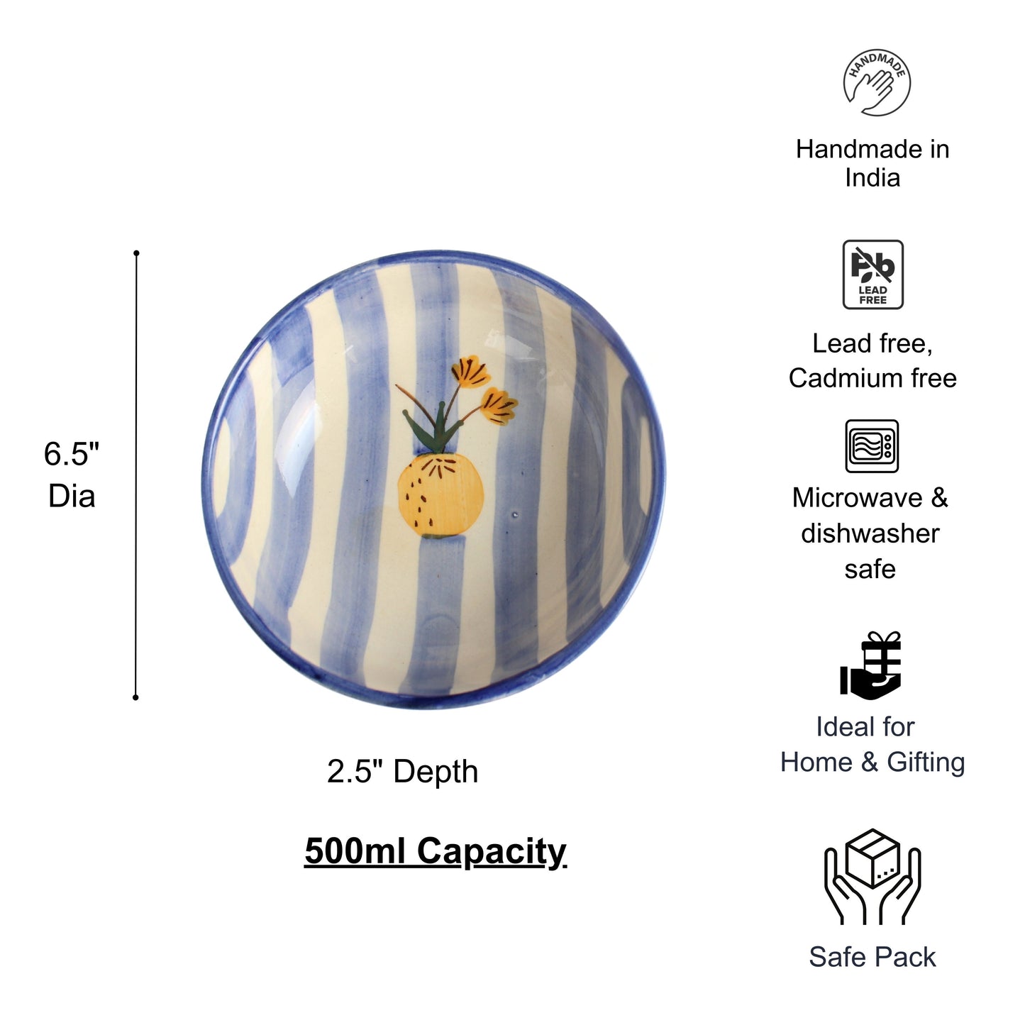 Apricot Ceramic Bowl Set (Blue + Brown)