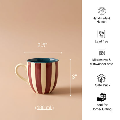 Chai Cups Set- Ruby Stripes, (Set of 4)