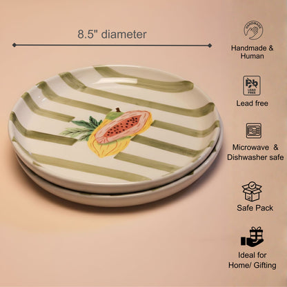 Olive Papaya 8.5" Plate- For Paratha, pizza & more