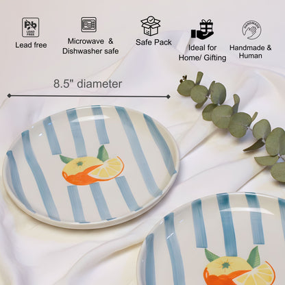 Pomelo Stripes 8.5" Plate- For Paratha, pizza & more