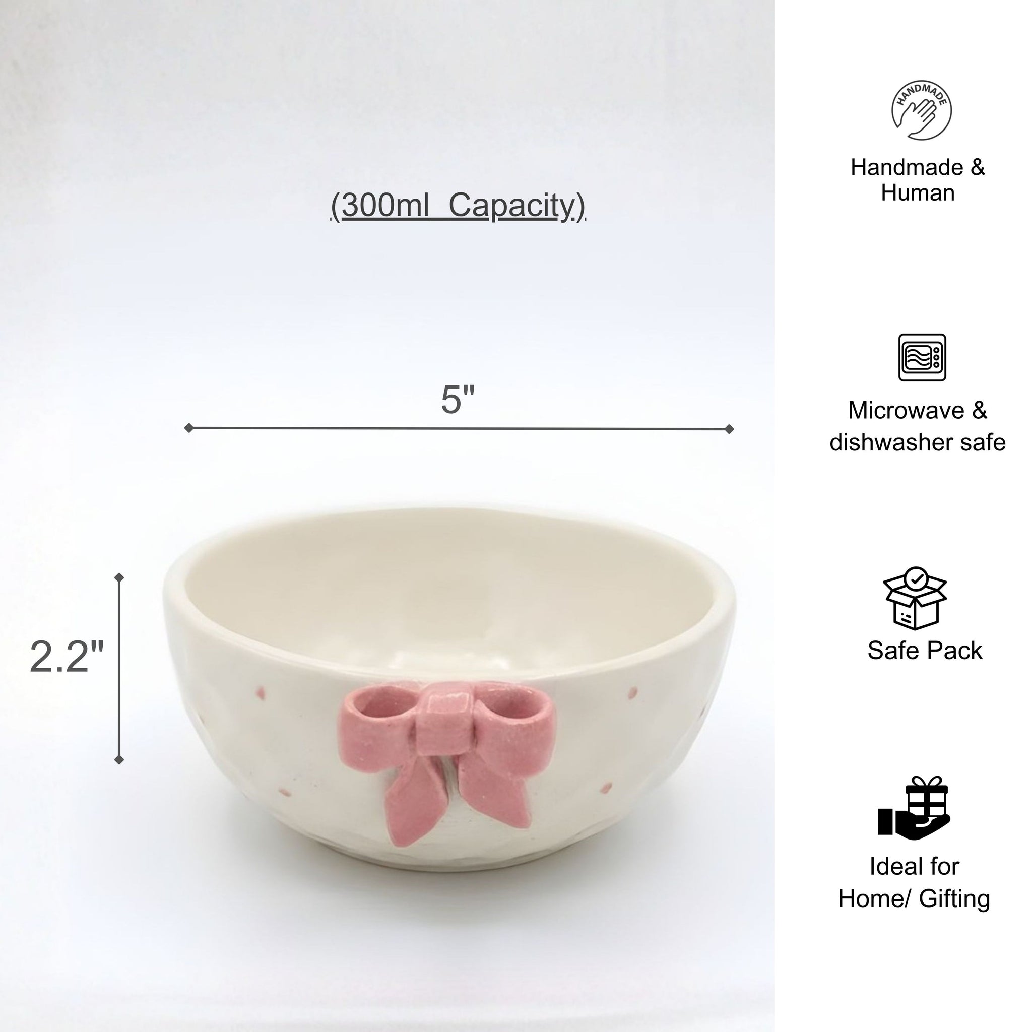 Pink Bow Bowl- (300ml) Multipurpose for small bites