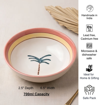 Palm Ceramic Bowl- Multipurpose Deep Bowls 700ml