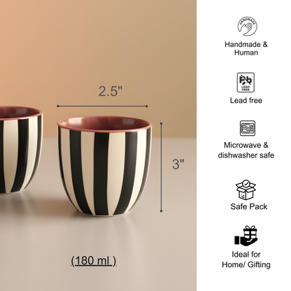 Chai Kulhad Set- Monochrome Stripes Tumblers