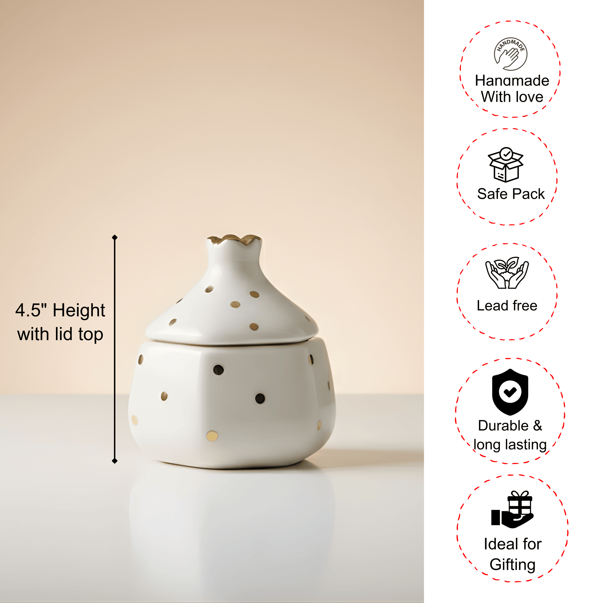 Pomegranate  Jars- Gold dusted (Cream, 300ml)