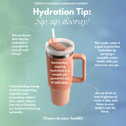 Tumbler with Handle, Straw & Lid I Leakproof Tumbler I Hot and Cold - Peach