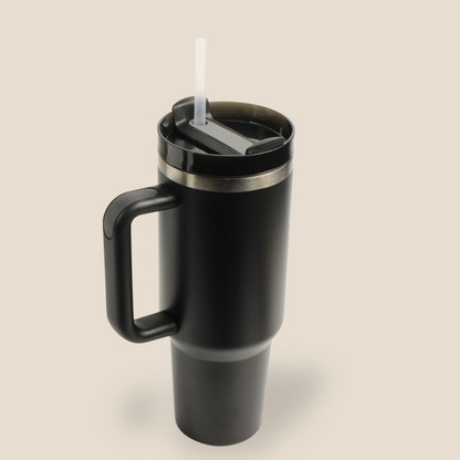 Tumbler with Handle, Straw & Lid I Leakproof Tumbler I Hot and Cold - Black