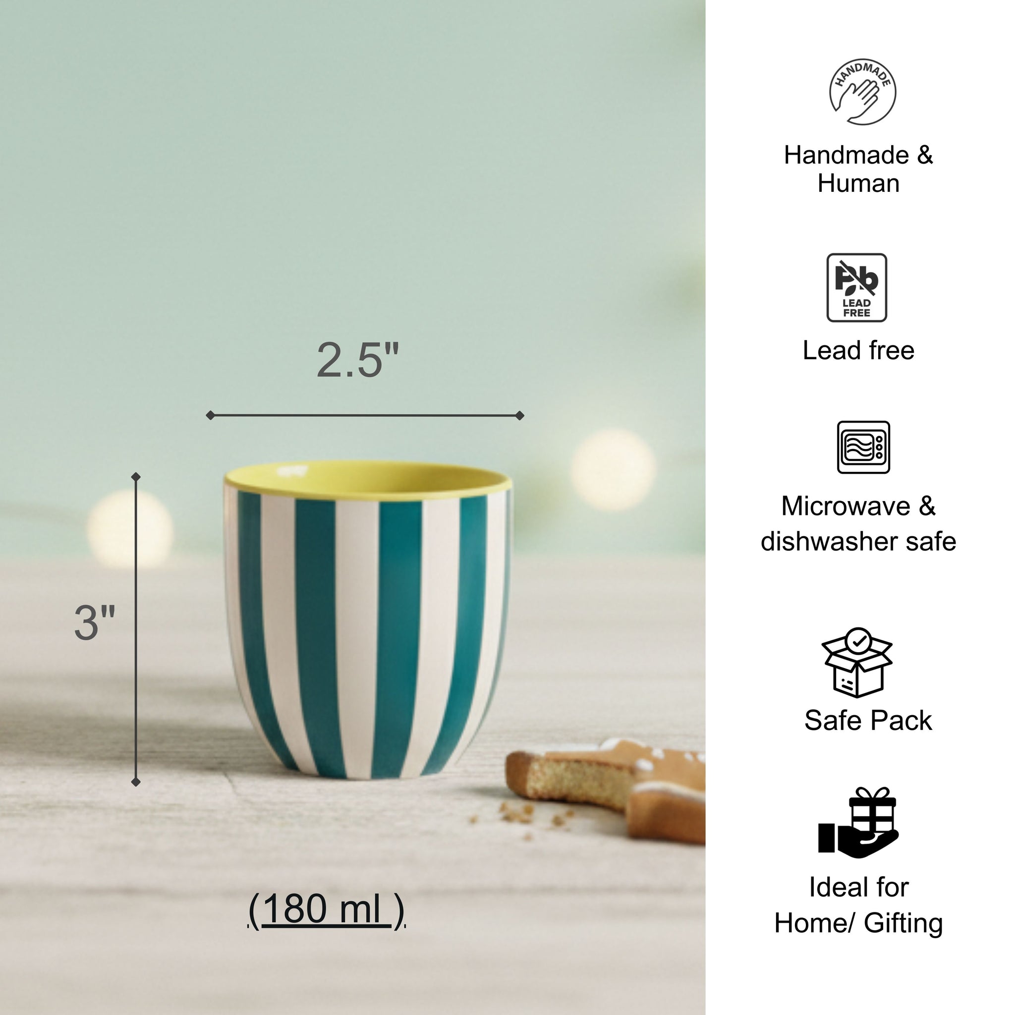 Chai Kulhad Set- Pine Sripes (Neo Edition)