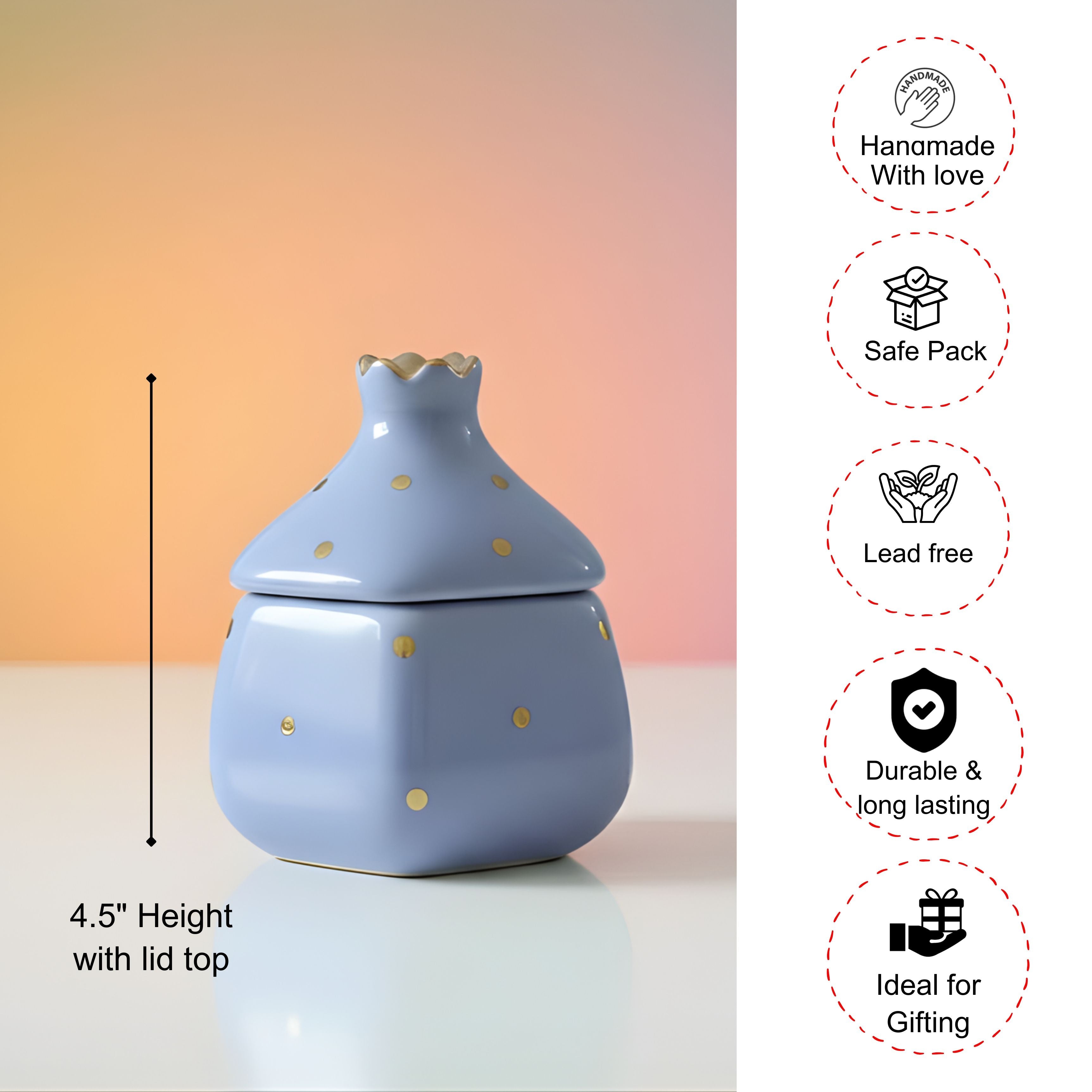 Pomegranate  Jars- Gold dusted (Ice Blue ,300ml)