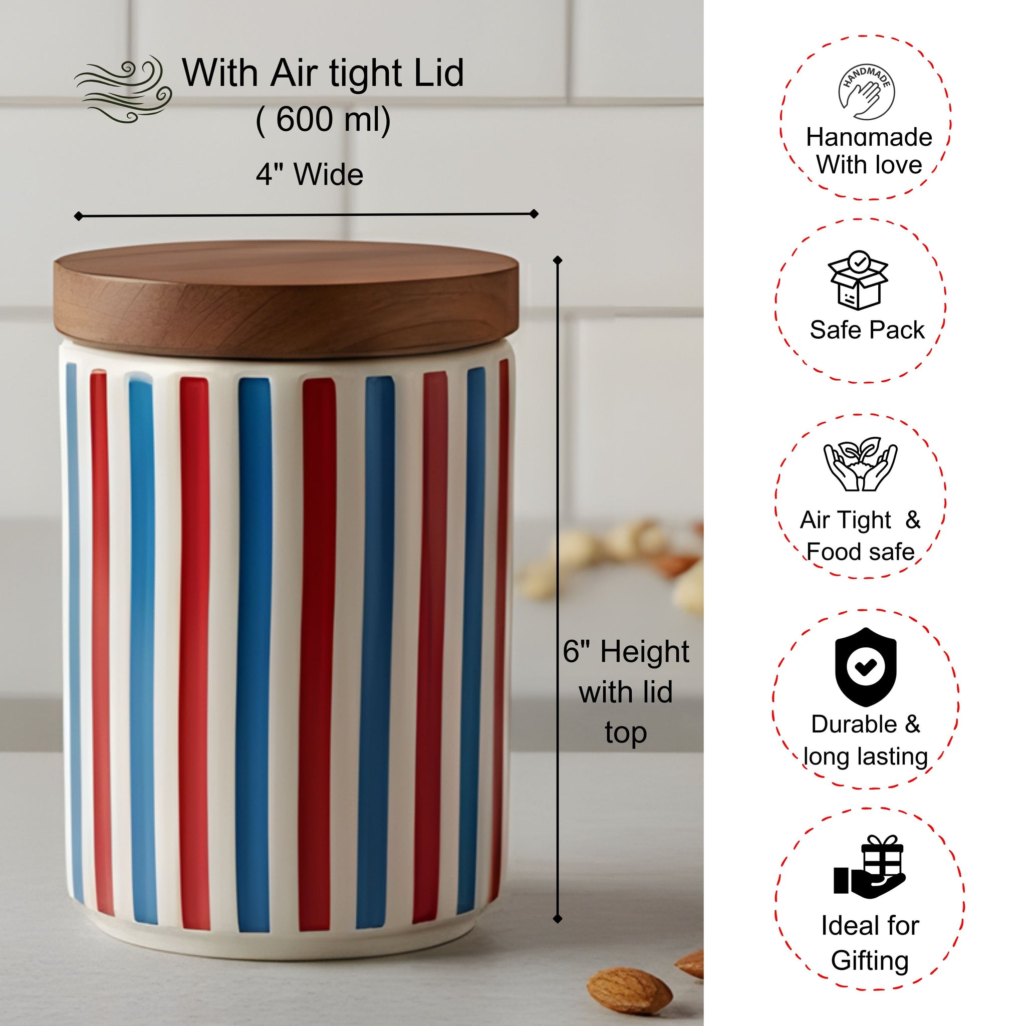 Paris Pantry Ceramic Storage Jar Set (650ml)