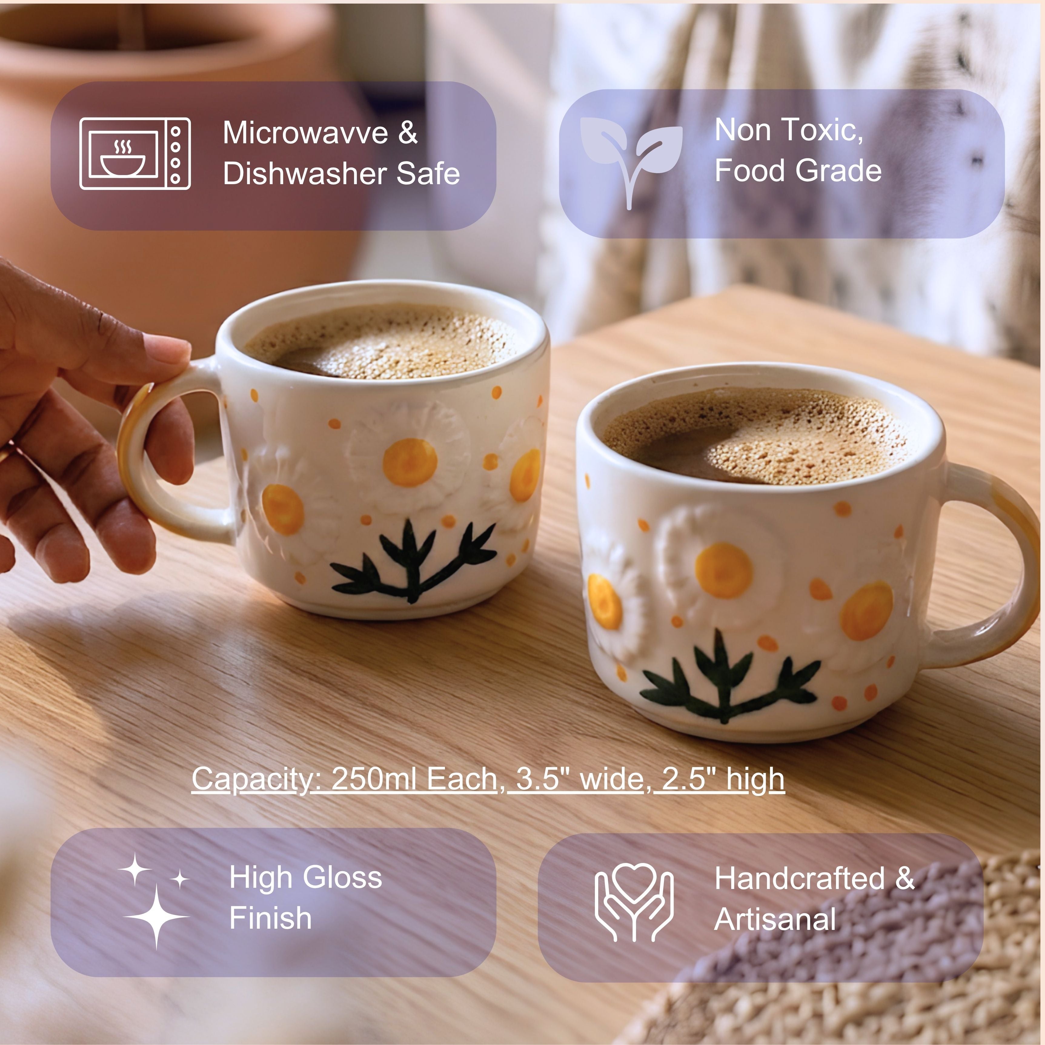 Giftbox- Sunflower Bliss Set- 2 Coffee Mugs & Candle