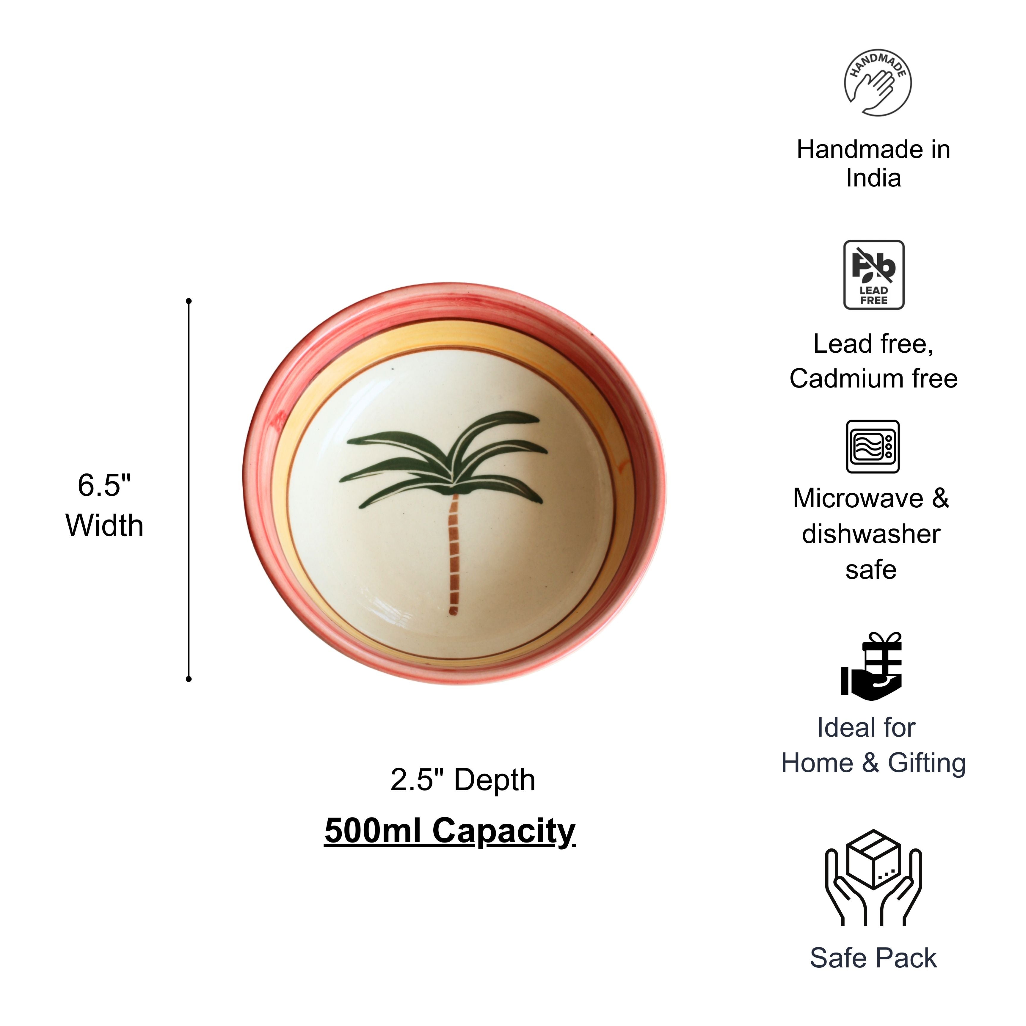 Palm Ceramic Bowl- Multipurpose Deep Bowls