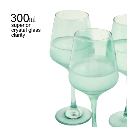 Wine Glass Set -Sage Green (300ml) Crystal Glassware Set