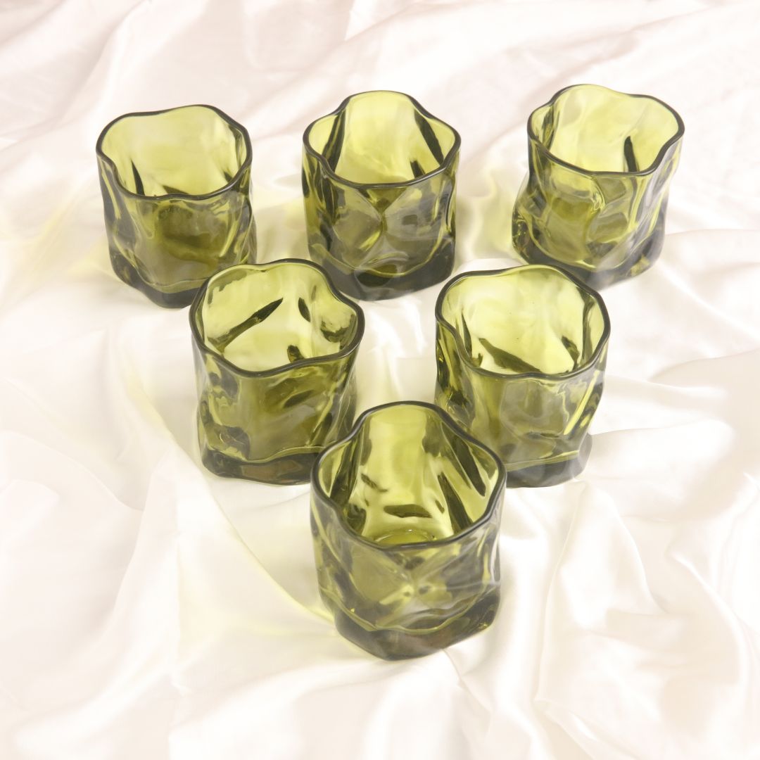 Serving Glasses- Olive Green (250ml) Set of Glasses