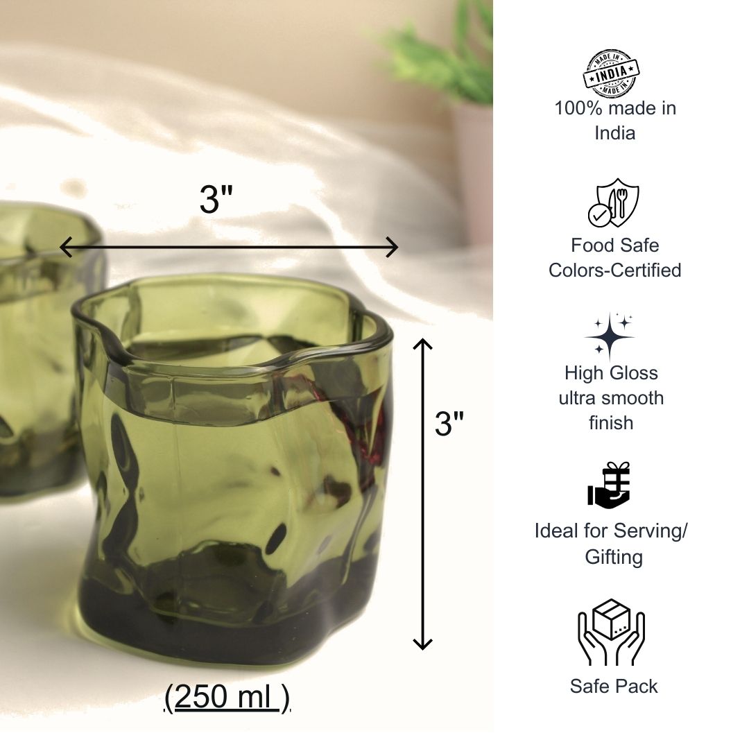 Serving Glasses- Olive Green (250ml) Set of Glasses