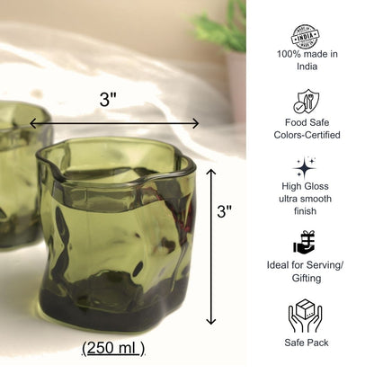 Serving Glasses- Olive Green (250ml) Set of Glasses