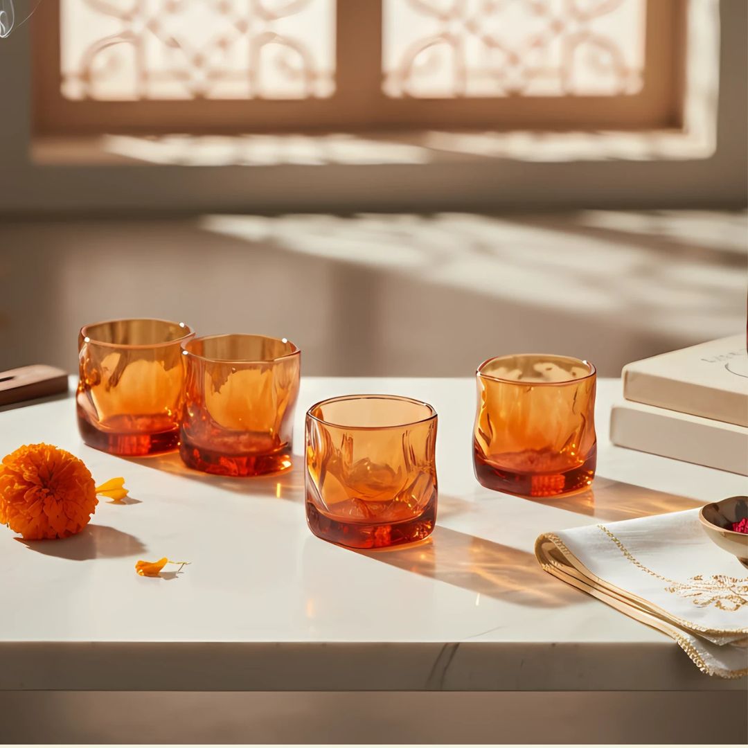 Serving Glasses- Festive Orange (250ml) Set of Glasses