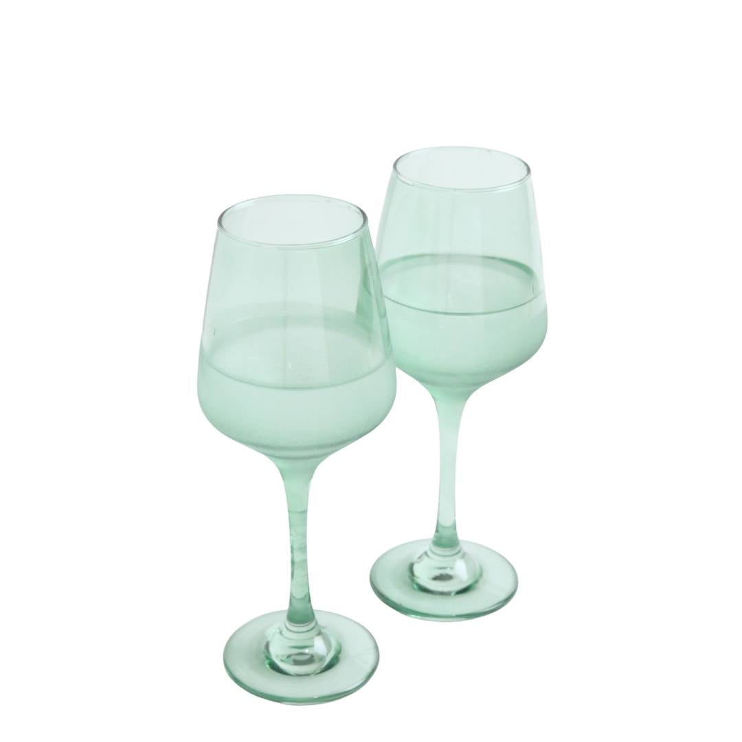 Wine Glass Set -Sage Green (300ml) Crystal Glassware Set