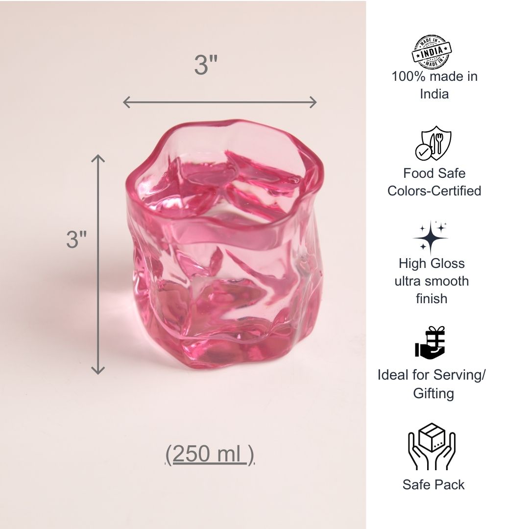 Serving Glasses- Fuchsia Pink (250ml) Set of Glasses