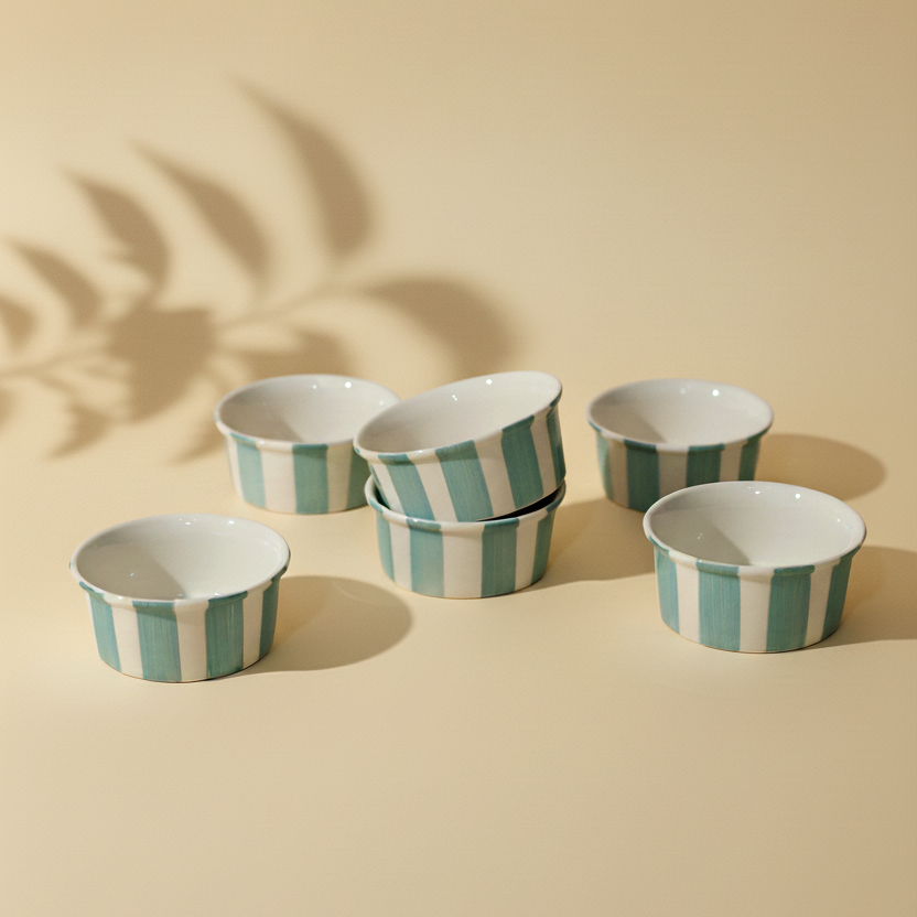 Coastal Stripes Dessert Bowls Sea Green (200ml)