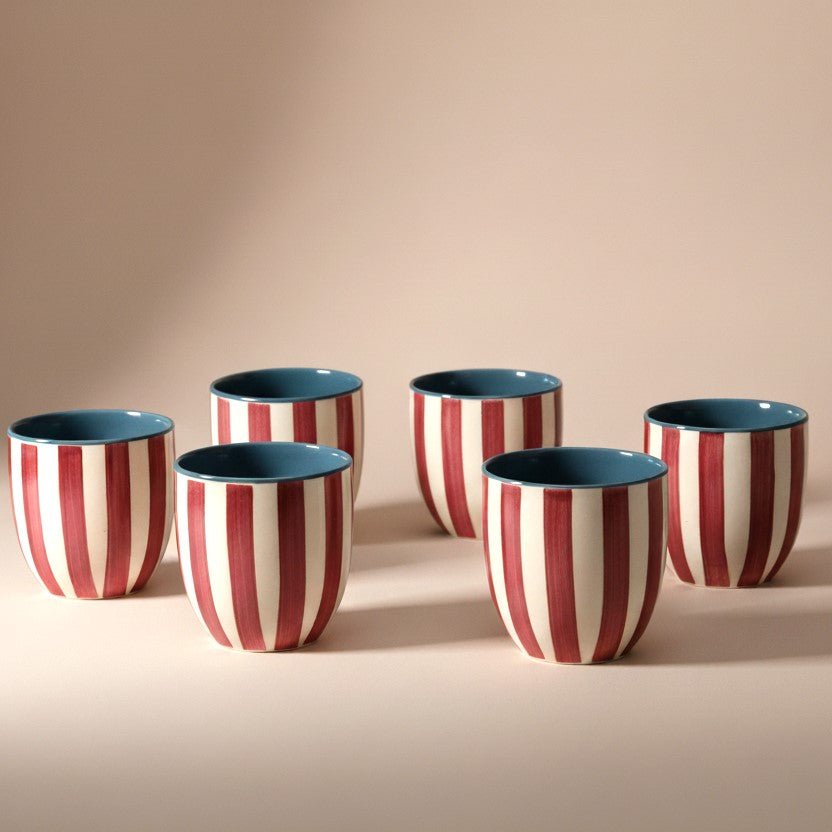 Chai Kulhad Set- Ruby Stripes (Neo Edition)
