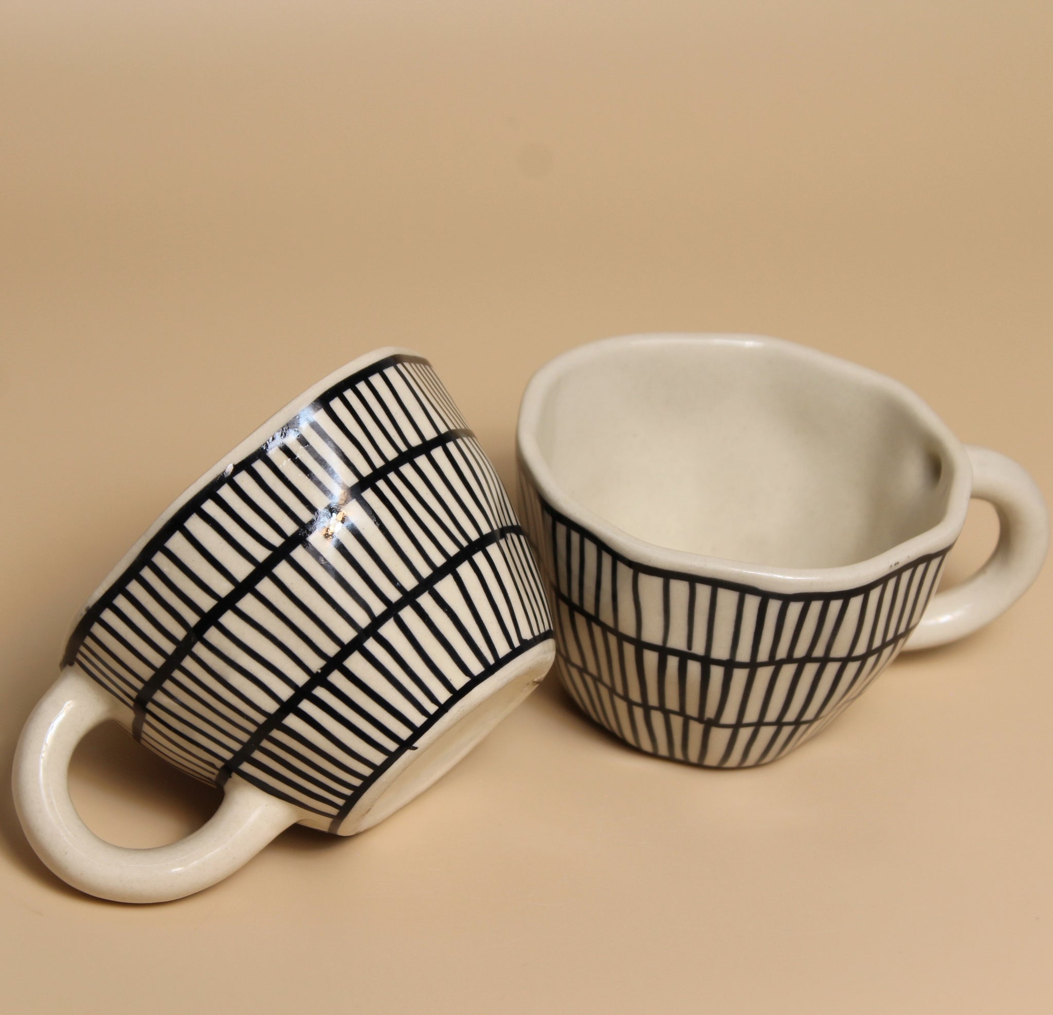 Monochrome Striped Ceramic Mug
