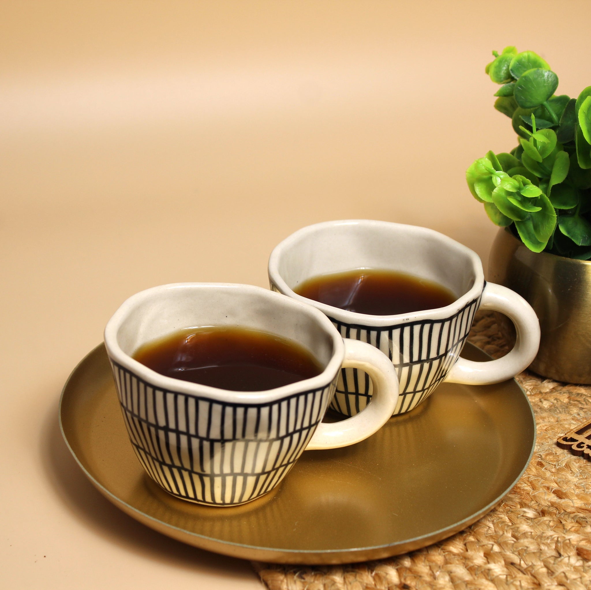 Monochrome Striped Ceramic Mug