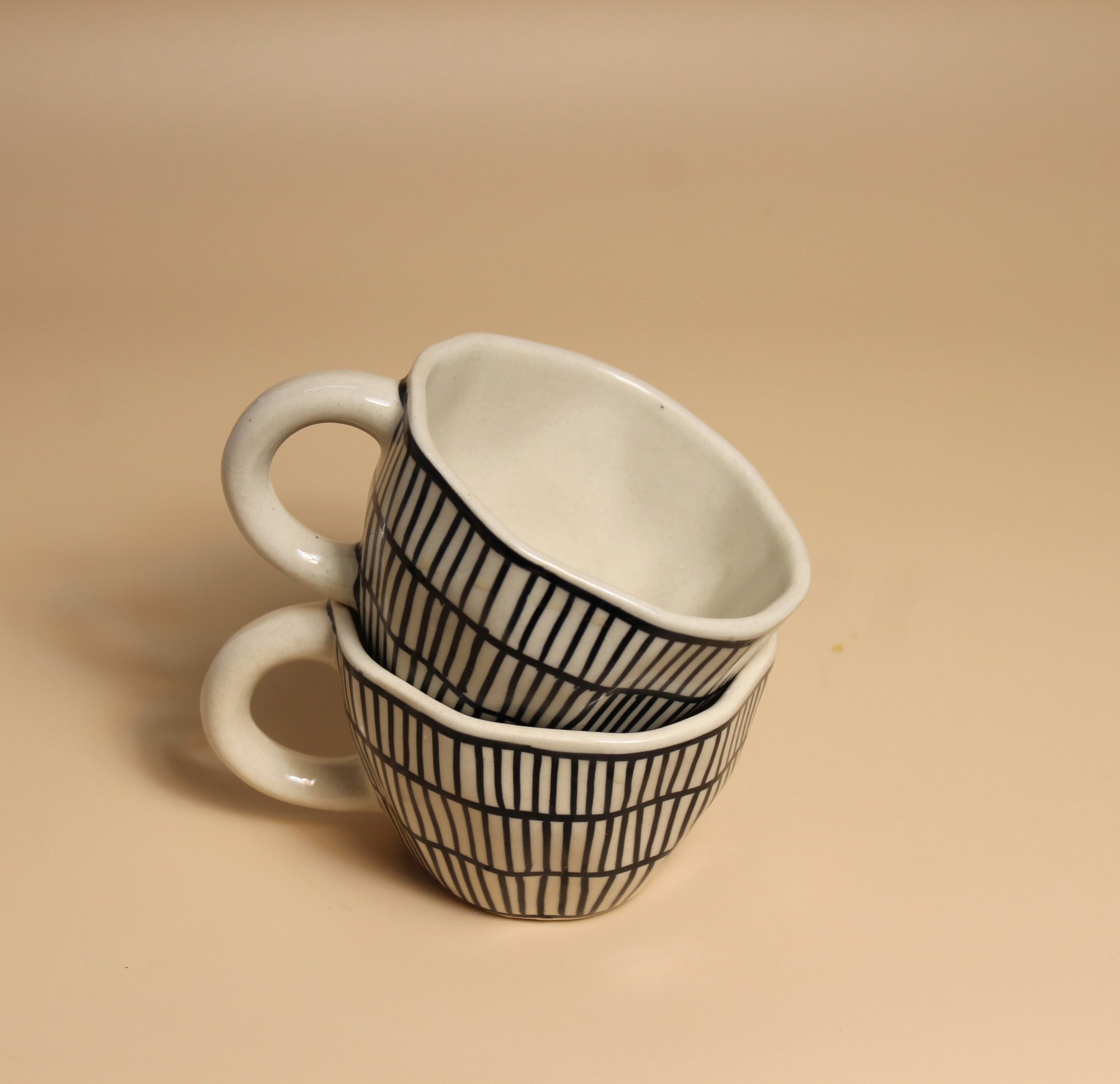 Monochrome Striped Ceramic Mug