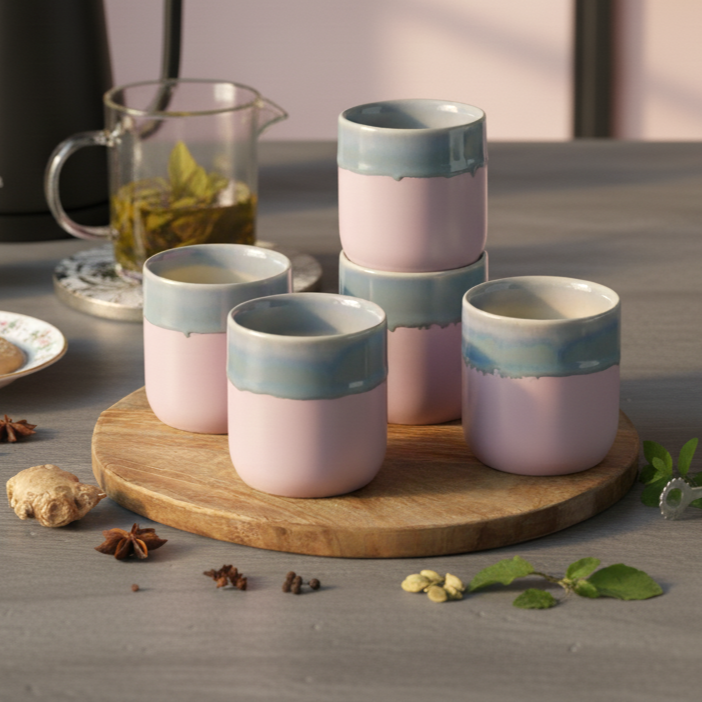 Blush Tide Chai Kulhad Set- For Tea/ Coffee/ Buttermilk