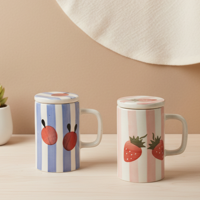 Festive Giftbox- Mugs with Lid (Striped Mugs)
